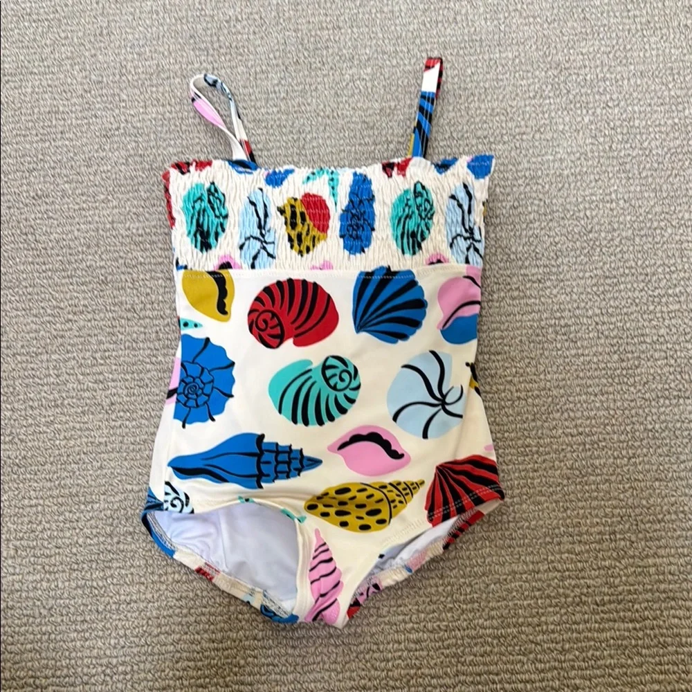 Hanna Andersson Blue and White Seashell One Piece Swimsuit - Picture 1 of 2